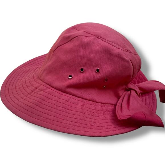 Betmar Bucket Sun Hat Vented Cloche Pink Bow Cotton Beach 962 Womens OSFM - Picture 3 of 12